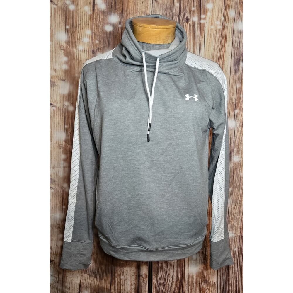 Funnel Neck Mesh Sleeve Pullover Gray XLarge Loose drawstring Under Armour 2018